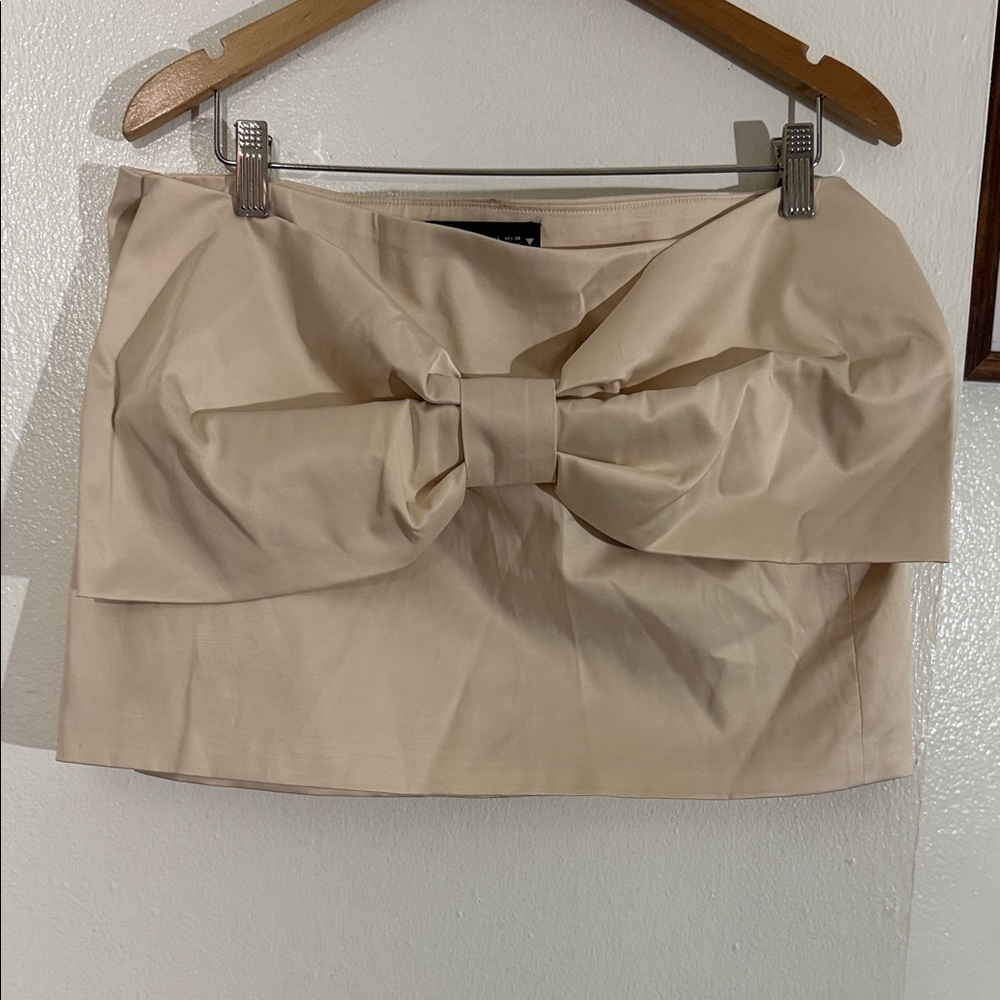 Zara Cream Mini Skirt with Bow